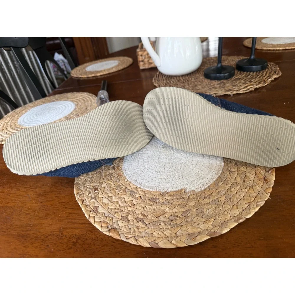 Havaianas Origine Denim Espadrilles Womens 7 Blue Slip On Shoes Brazil Round Toe